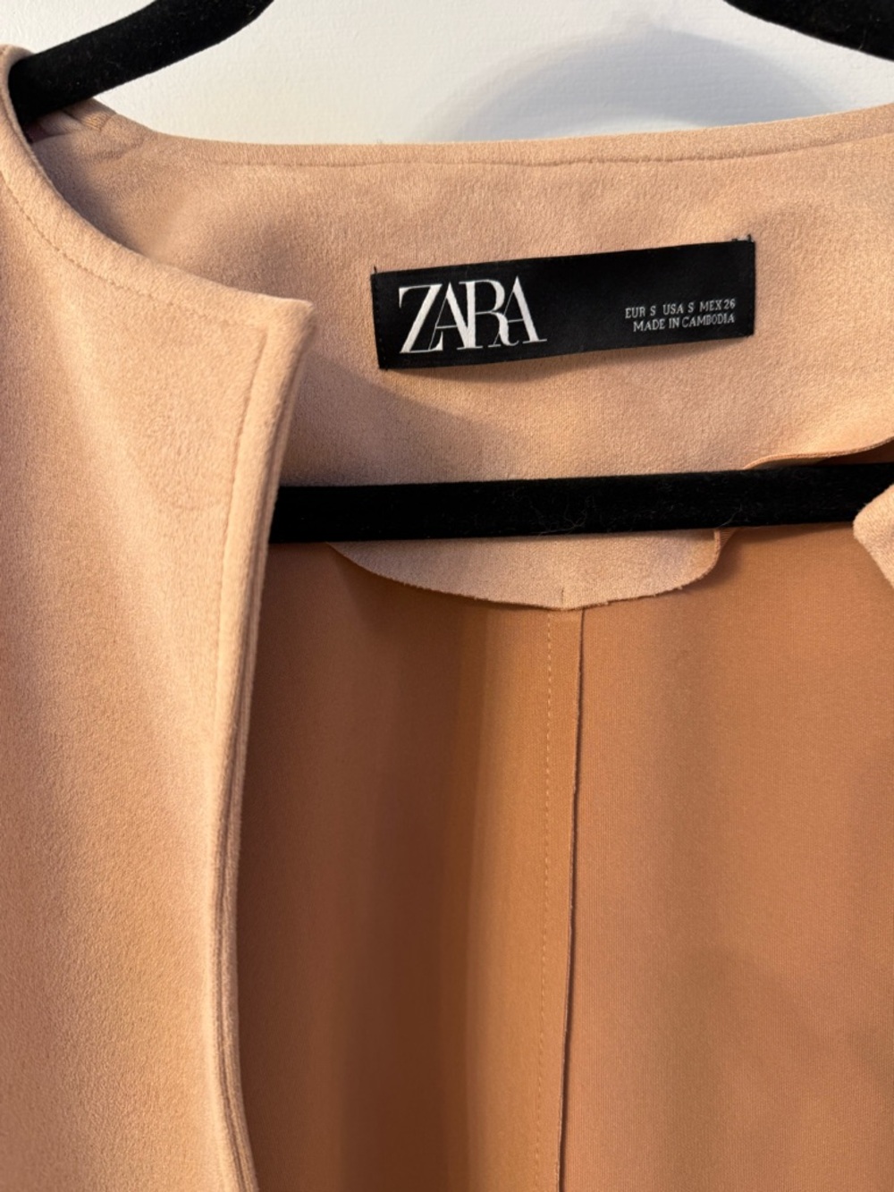 Zara Camel Fringe-Trim Open Front Trench Coat - Picture 3 of 3